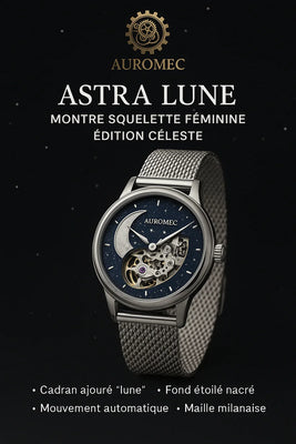 AUROMEC Astra Lune – Montre Squelette Féminine Édition Céleste